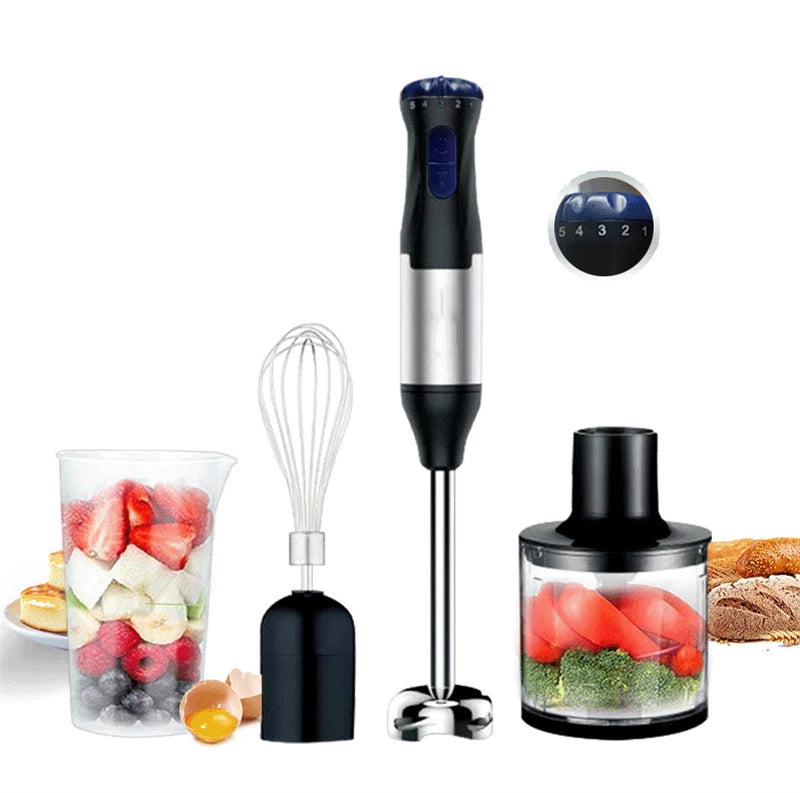 1000W Kitchen Immersion Blender 4 in 1 Stainless Steel handhold veggie Meat Chopper leg Whisk smothie pack