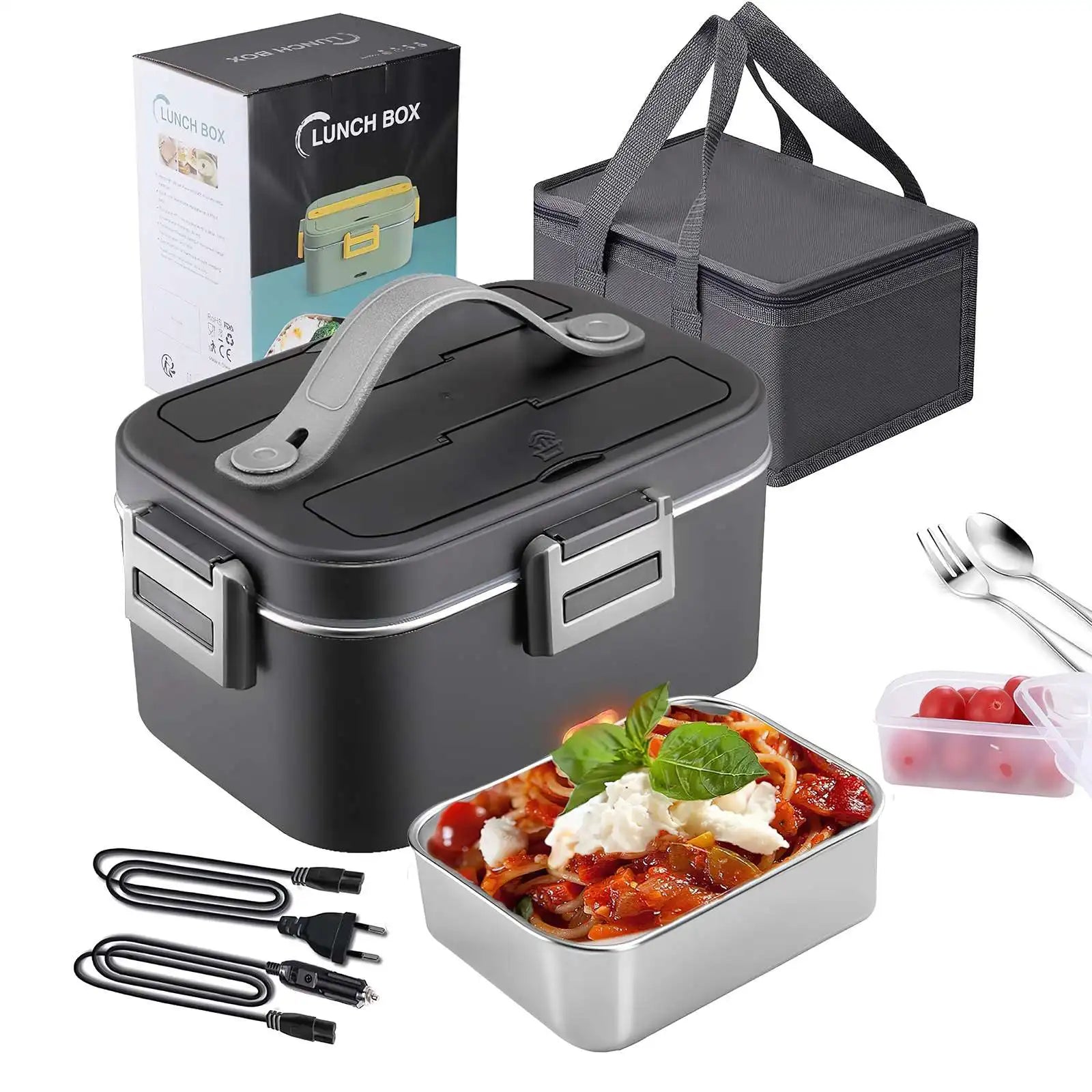 2.5L 90W Electric Heating Lunch Box 24/220V Stainless Steel Liner Portable Food Heater Bento Box Food Container for Car