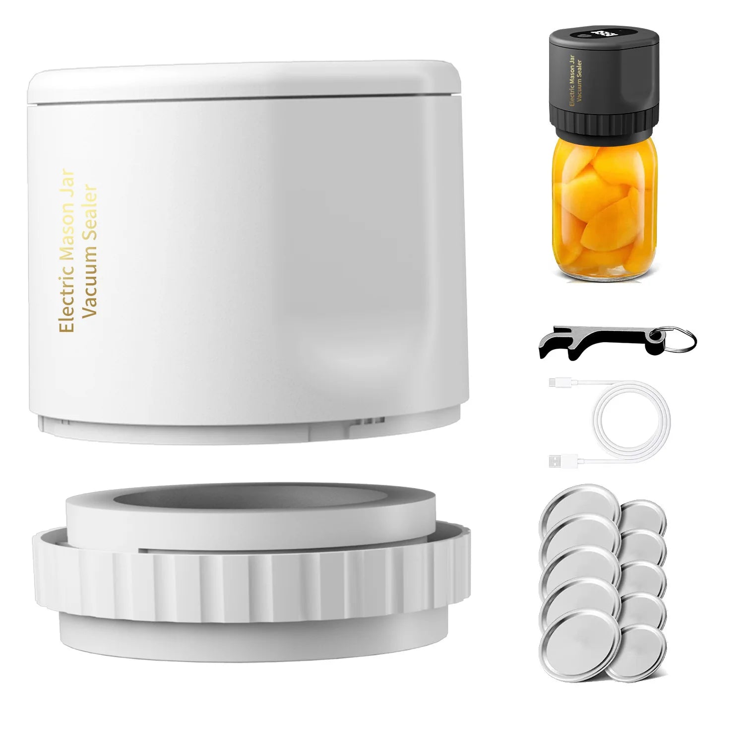 Home Cordless Mason Jar Vacuum Sealer Handheld Automatic Kitchen Food Storage Canning Tool for Glass Jars