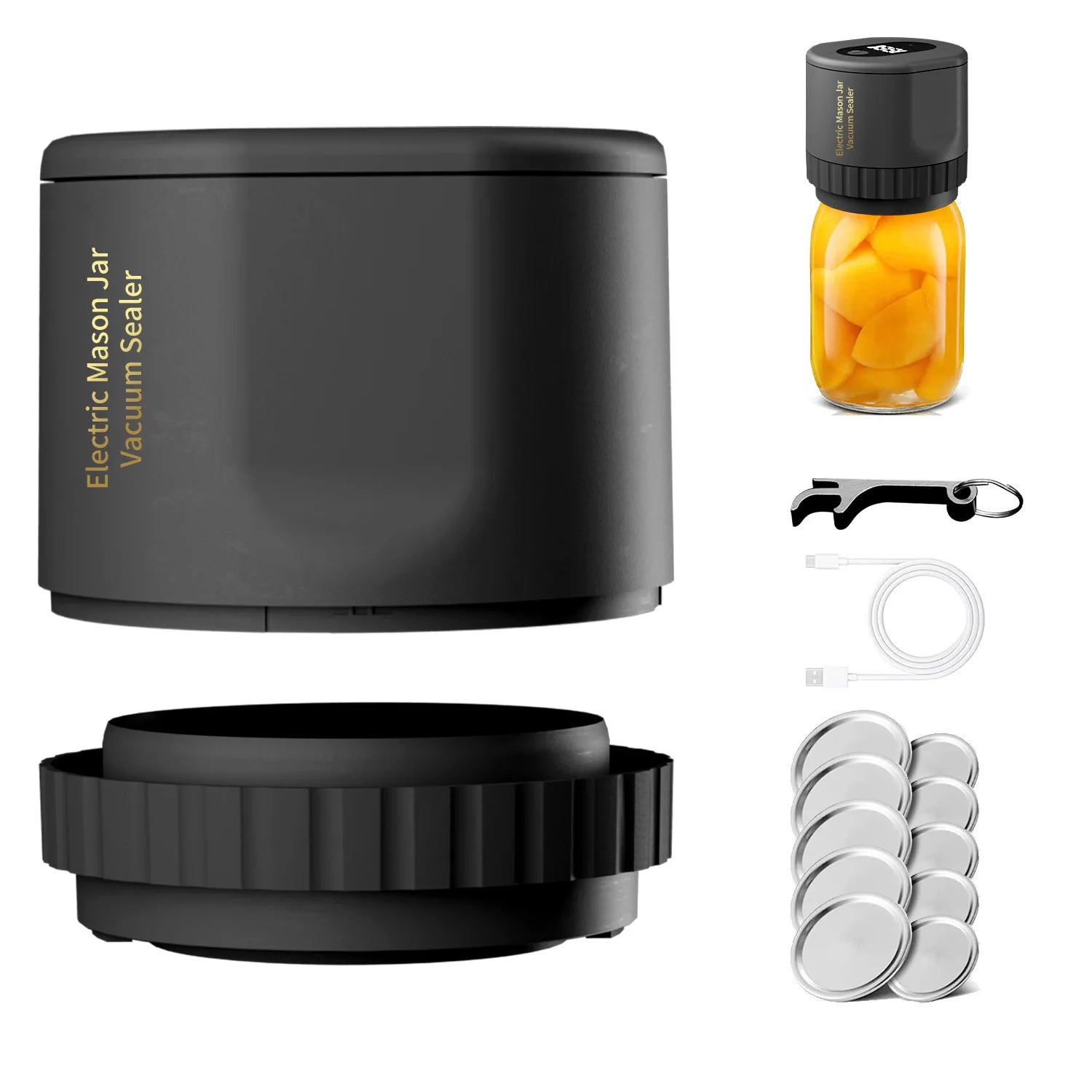 Home Cordless Mason Jar Vacuum Sealer Handheld Automatic Kitchen Food Storage Canning Tool for Glass Jars