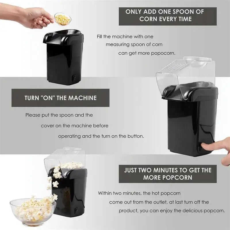110V/220V Automatic Popcorn Makers Automatic Children's Home Corn Mini Popcorn Machine Pipoqueir Hot Air Oil-free Corn Machine
