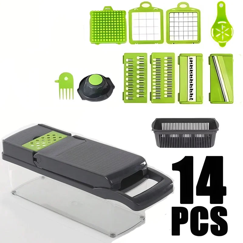 14/16 PcsSet Vegetable Chopper Onion Chopper Handle Food Grate Food Chopper Kitchen Vegetable Slicer Dicer Cut Potato Shredder