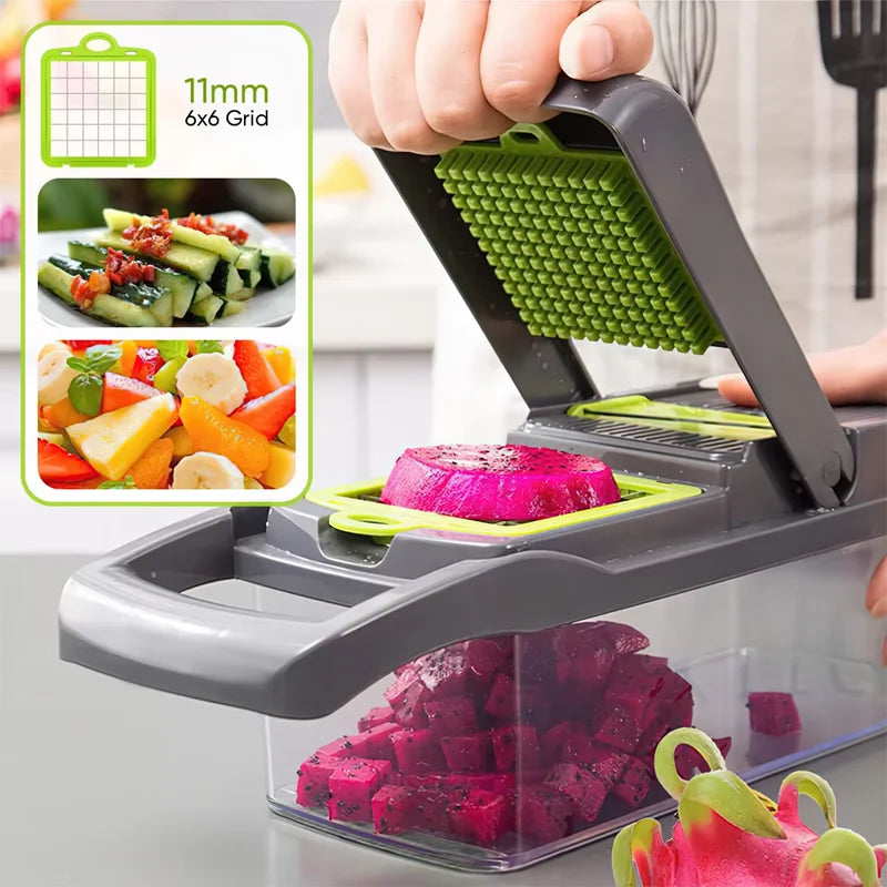 14/16 PcsSet Vegetable Chopper Onion Chopper Handle Food Grate Food Chopper Kitchen Vegetable Slicer Dicer Cut Potato Shredder