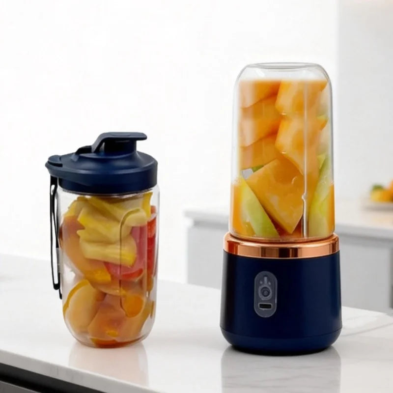 Double Cup Portable Blender USB Juicer Fruit Mixer for Smoothies Milkshakes and Juices Compact Food Processor Orange Juicer
