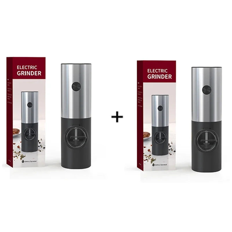 Electric Black Pepper Grinder, Automatic Adjustable Coarseness Salt and Pepper Mill Battery Operated Refillable Stainless Steel