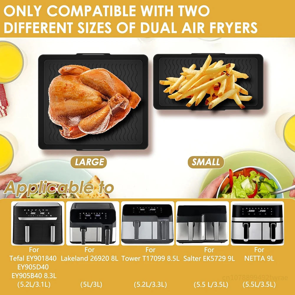 2Pcs Air Fryer Tray Silicone Mold For Tefal Ey901840 Air Fryer Liner Non-stick Reusable Baking Basket Oven Air Fryer Accessories