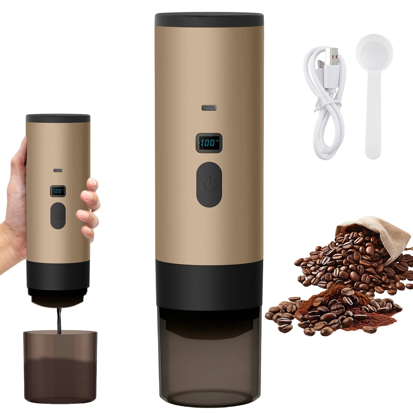 3 in 1 Portable Electric Capsule Coffee Maker Espresso Pot Cordless Heating Pump Press Coffee Maker Travel and Car Coffee Pot