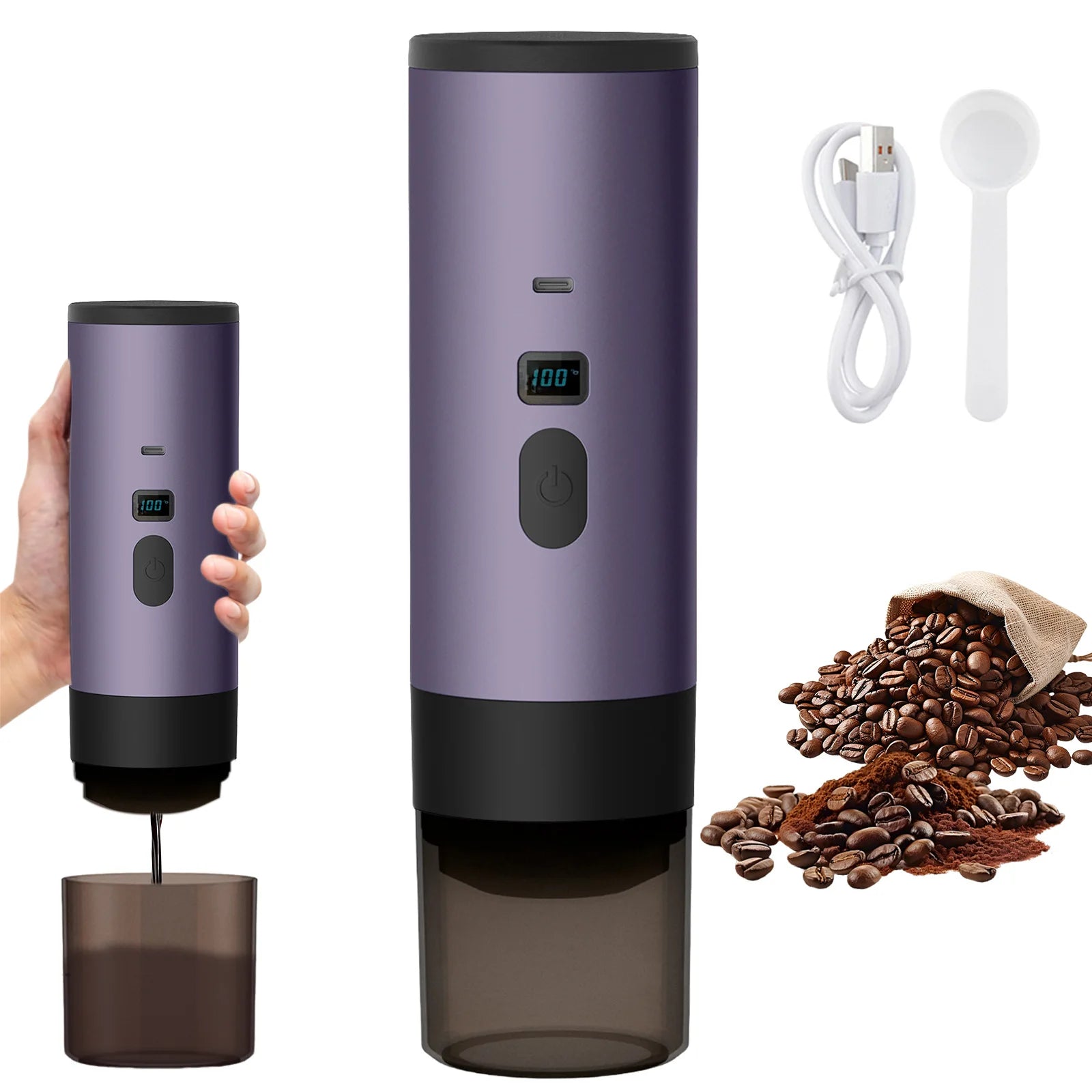 3 in 1 Portable Electric Capsule Coffee Maker Espresso Pot Cordless Heating Pump Press Coffee Maker Travel and Car Coffee Pot