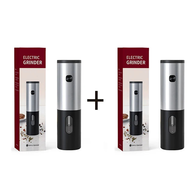 Electric Black Pepper Grinder, Automatic Adjustable Coarseness Salt and Pepper Mill Battery Operated Refillable Stainless Steel