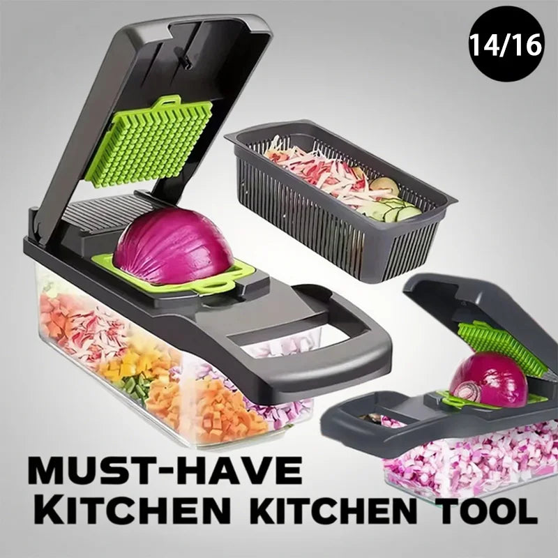 14/16 PcsSet Vegetable Chopper Onion Chopper Handle Food Grate Food Chopper Kitchen Vegetable Slicer Dicer Cut Potato Shredder