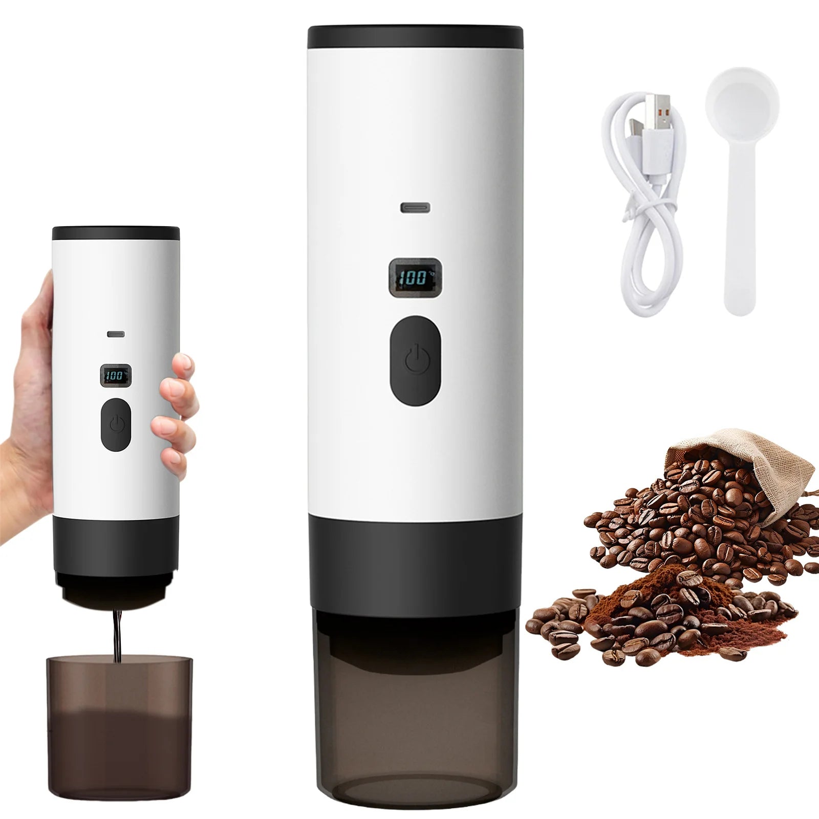 3 in 1 Portable Electric Capsule Coffee Maker Espresso Pot Cordless Heating Pump Press Coffee Maker Travel and Car Coffee Pot