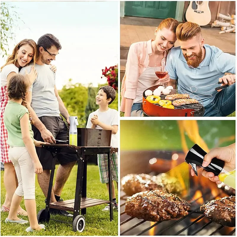 200/300/500ml Oil Spray Bottle BBQ Cooking Olive Oil Sprayer Plastic Baking Oil Spray Empty Bottle Vinegar Bottle Or  Oil brush