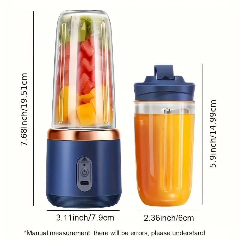 Portable Rechargeable Juicer Cup, Compact Personal Blender for Smoothie, Travel, Home, Office - Easy Clean, Multifunctional