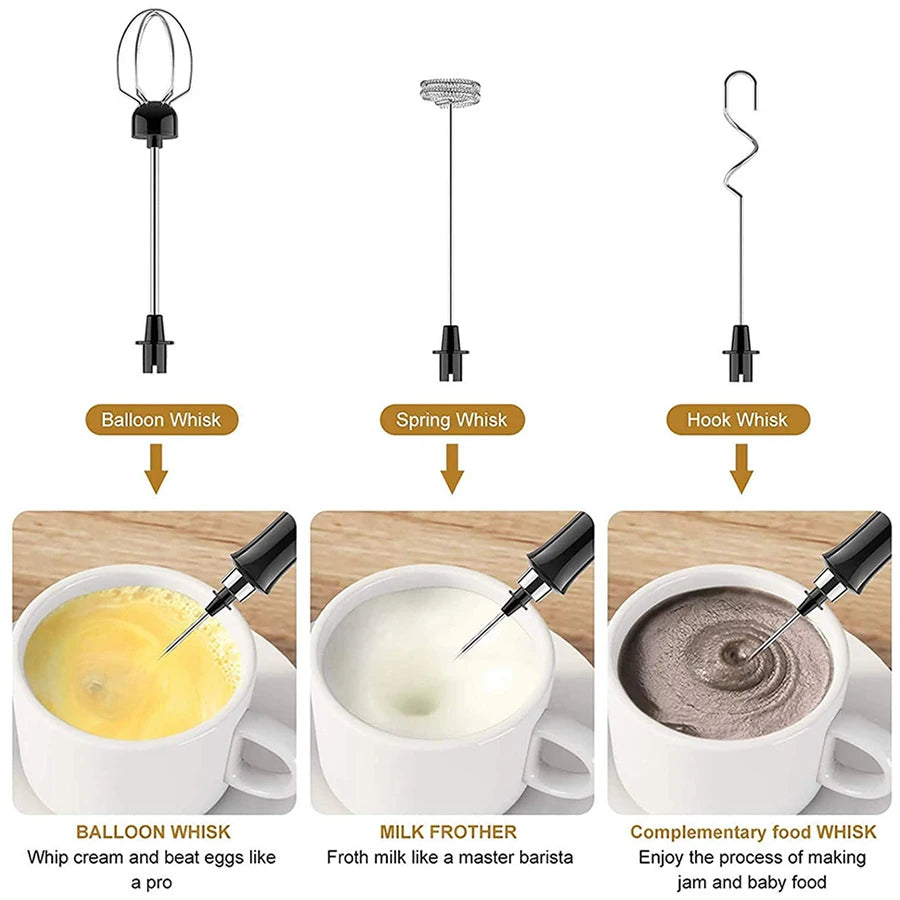 Electric Milk Frother Portable Rechargeable Wireless Multifunction Hand Mixer Foam Maker Coffee Cappuccino Creamer Egg Beater
