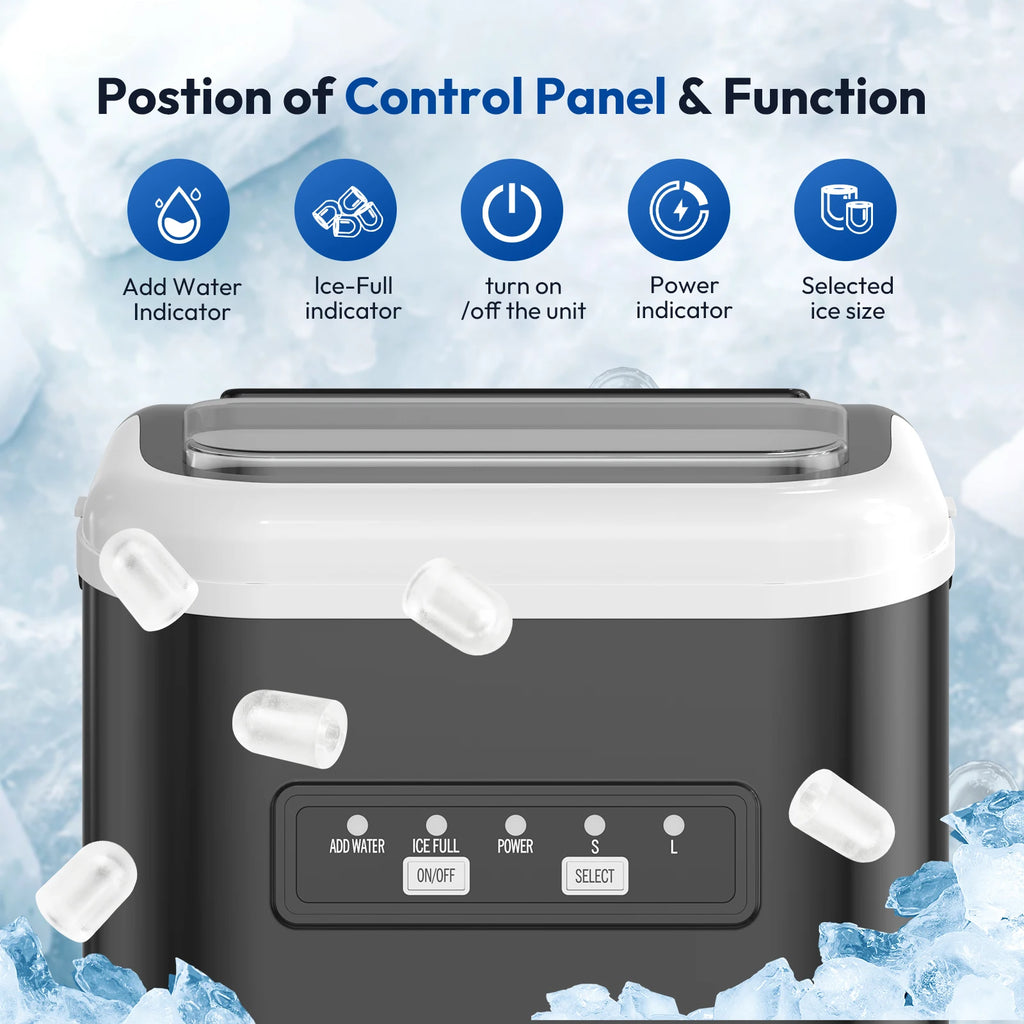Loefme Electric Ice Maker Professional Ice Cube Maker Portable Automatic Cleaning Bullet Round Ice Block Making Machine Home Bar