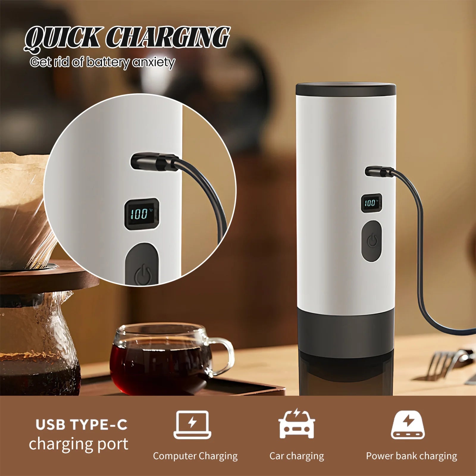 3 in 1 Portable Electric Capsule Coffee Maker Espresso Pot Cordless Heating Pump Press Coffee Maker Travel and Car Coffee Pot