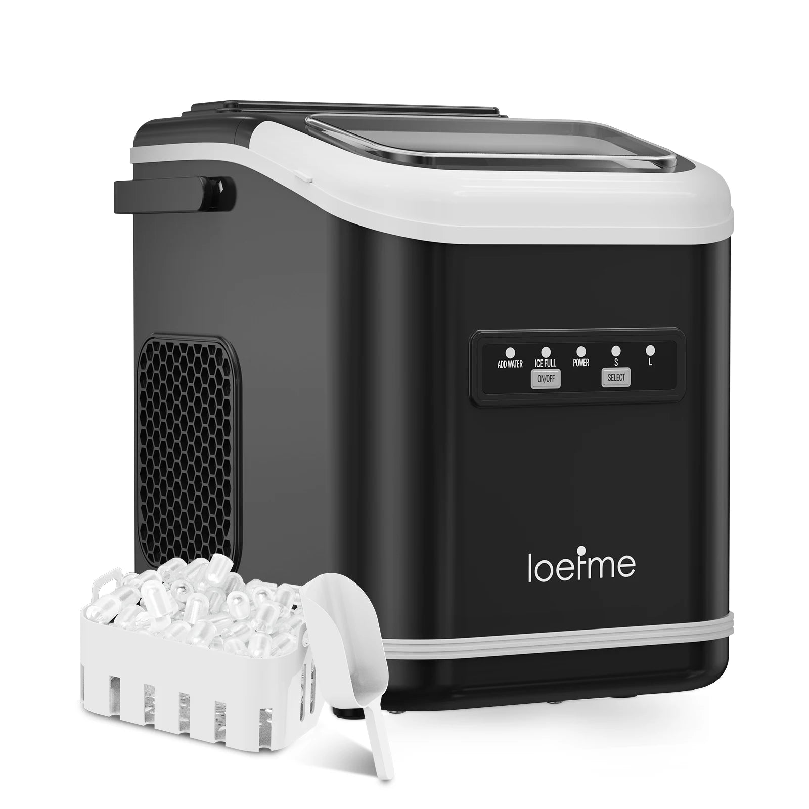 Loefme Electric Ice Maker Professional Ice Cube Maker Portable Automatic Cleaning Bullet Round Ice Block Making Machine Home Bar