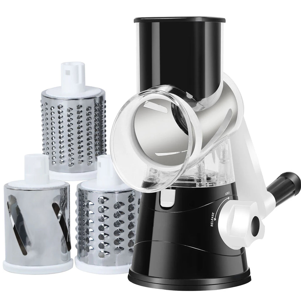 Multifunctional Vegetable Slicer Shredder Cutter Tool 3 Sharp Drums Manual Hand Operated Grater Cheese Peanut Cookie Chopper