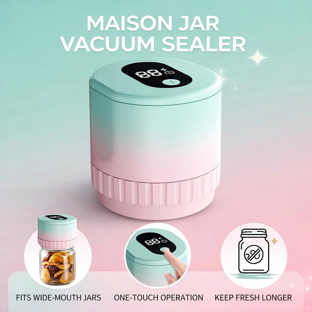 Home Cordless Mason Jar Vacuum Sealer Handheld Automatic Kitchen Food Storage Canning Tool for Glass Jars