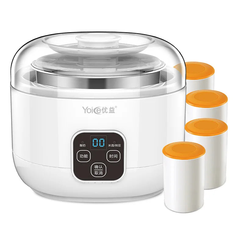 1.0L Automatic Yogurt Maker with Jars Household Multifunction Mini Yogurt Machine Rice Wine Natto Machine DIY Yogurt Tools 220V