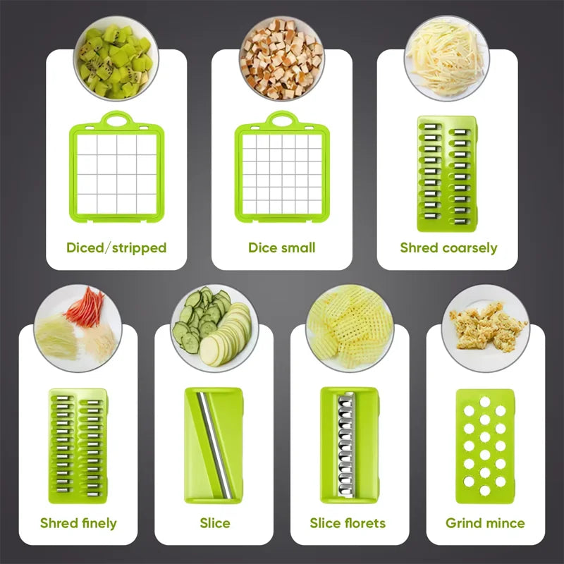 14/16 PcsSet Vegetable Chopper Onion Chopper Handle Food Grate Food Chopper Kitchen Vegetable Slicer Dicer Cut Potato Shredder
