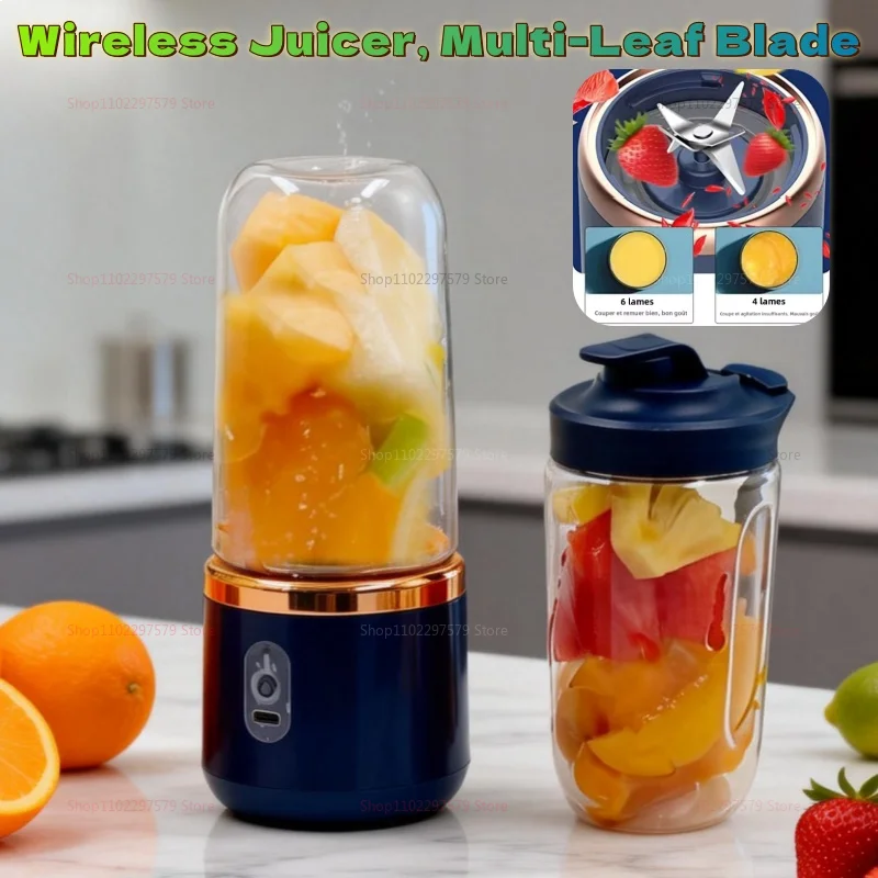 Double Cup Portable Blender USB Juicer Fruit Mixer for Smoothies Milkshakes and Juices Compact Food Processor Orange Juicer