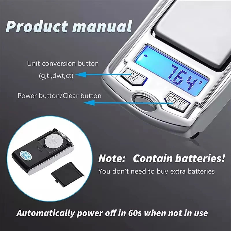 Mini Electronic Digital Pocket Scale 200g/0.01g Key Style Portable Precision Weighing LCD Display Gold For Jewelry Weighing