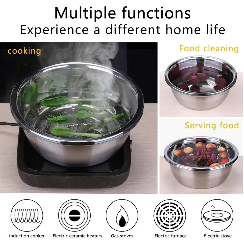 3 In 1 Vegetable Slicer Cutter Grater Drain Basket Stainless Steel Salad Maker Bowl Kitchen Tool for Fruits Veggies Food Prep