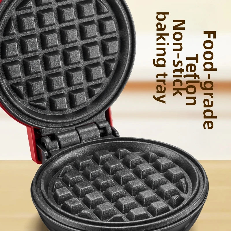 Mini Electric Waffle Maker Double-Sided Heating Household Sandwich Maker Breakfast Roaster Small Kitchen Dessert Cooking Machine