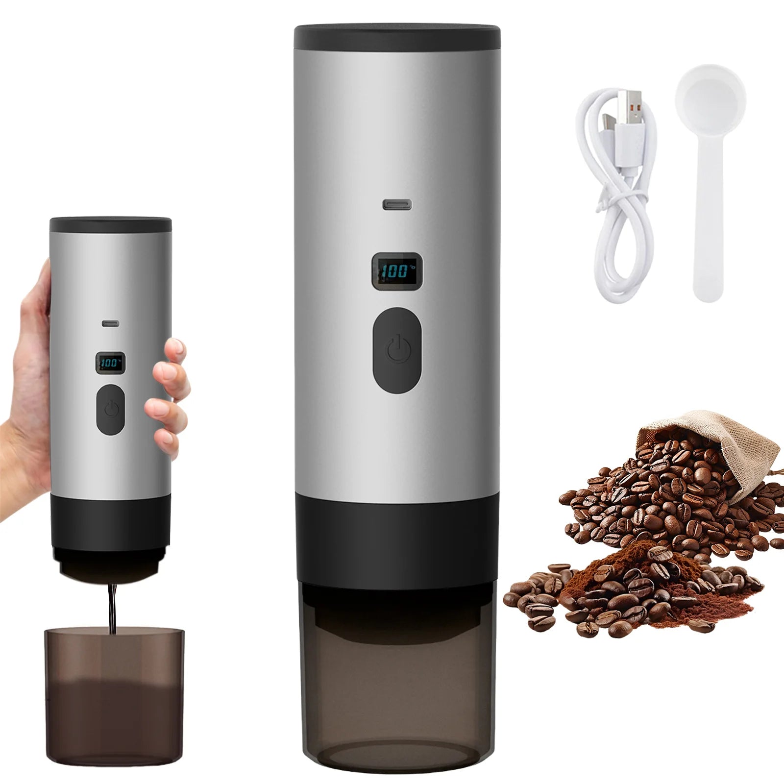 3 in 1 Portable Electric Capsule Coffee Maker Espresso Pot Cordless Heating Pump Press Coffee Maker Travel and Car Coffee Pot