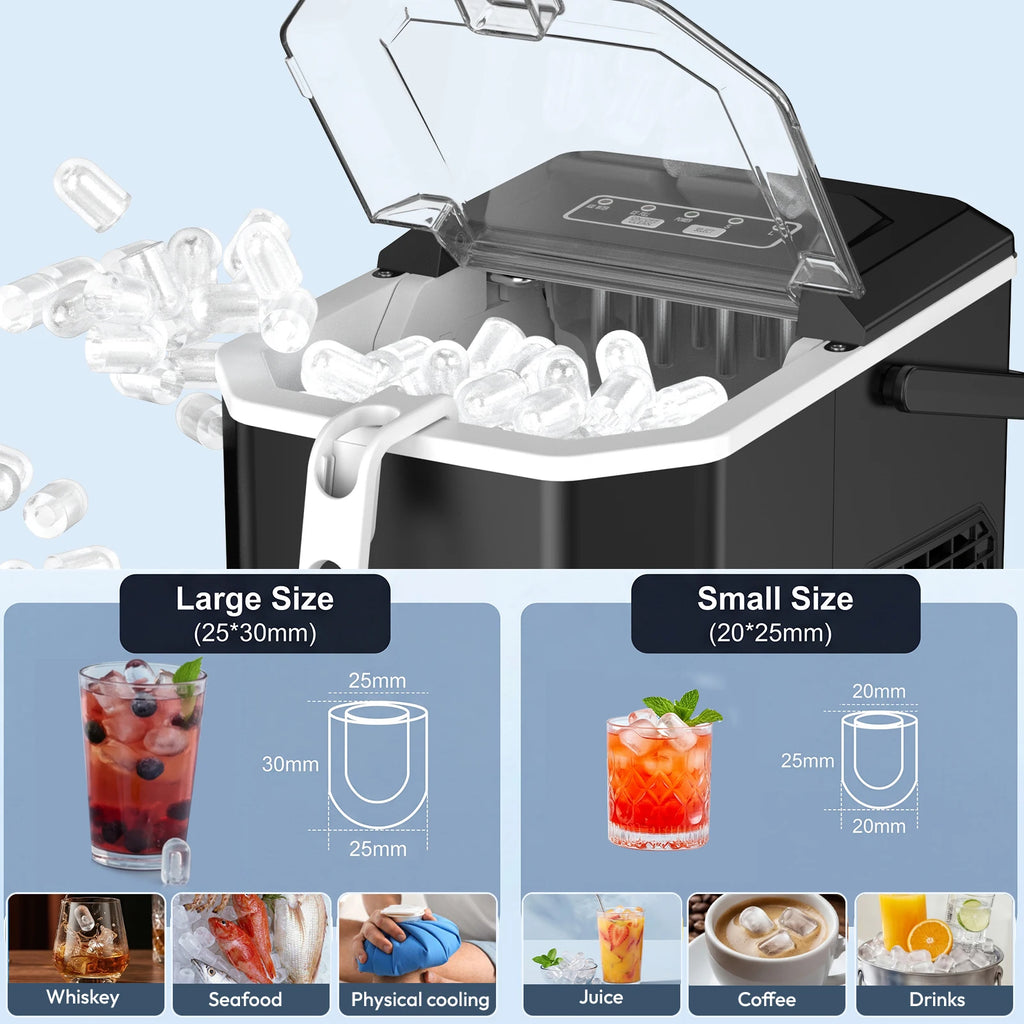 Loefme Ice Maker Cubes Machine Small Automatic Cleaning Bullet Shaped Ice Makers Fast Ice Making For Households Caffee Camping