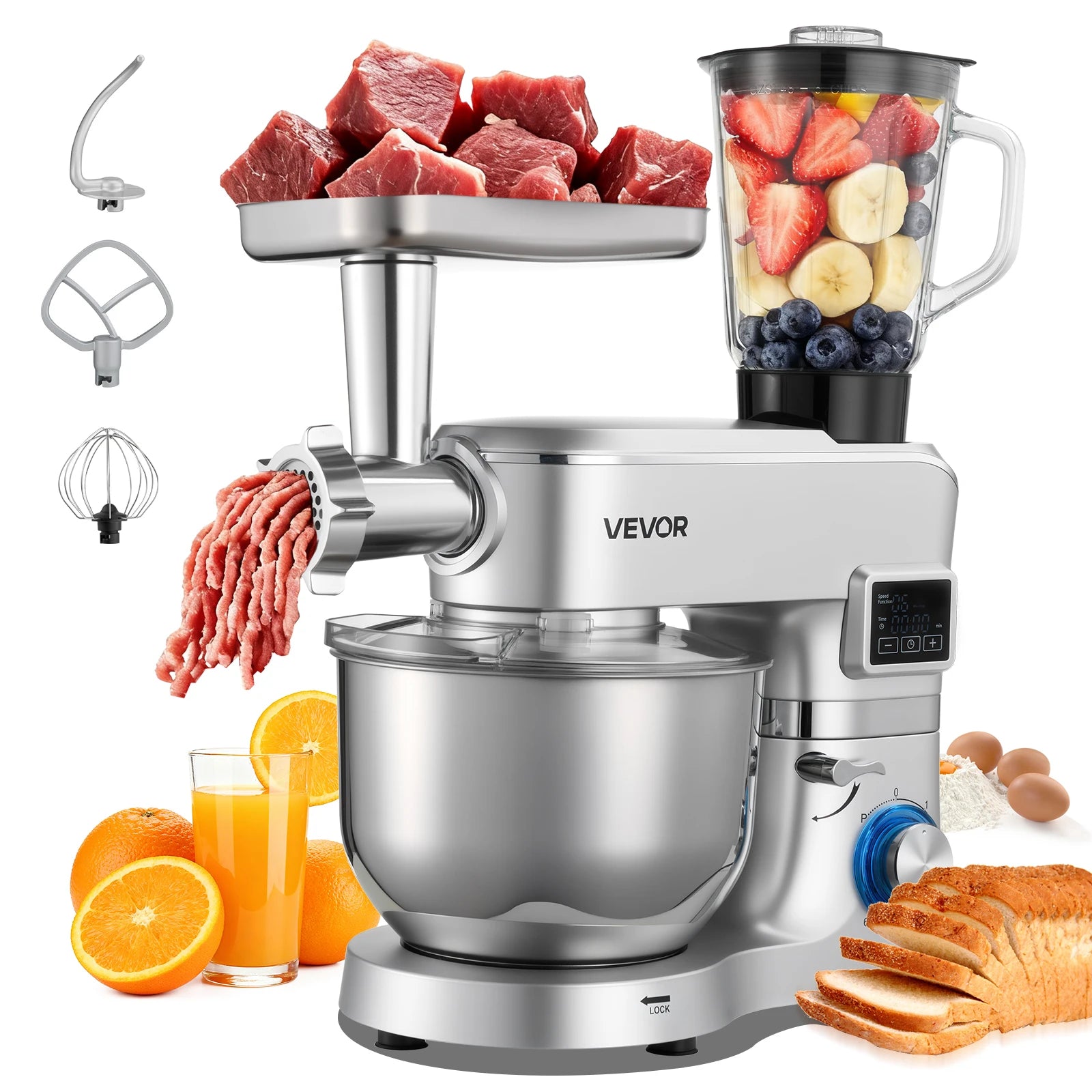 SucceBuy  5.7/6/7.8L Stand Mixe Electric Kitchen Mixer 1500W Dough-Mixer, 6+P Speeds Tilt-head Food-Mixer with 1.5 L Blender Cup