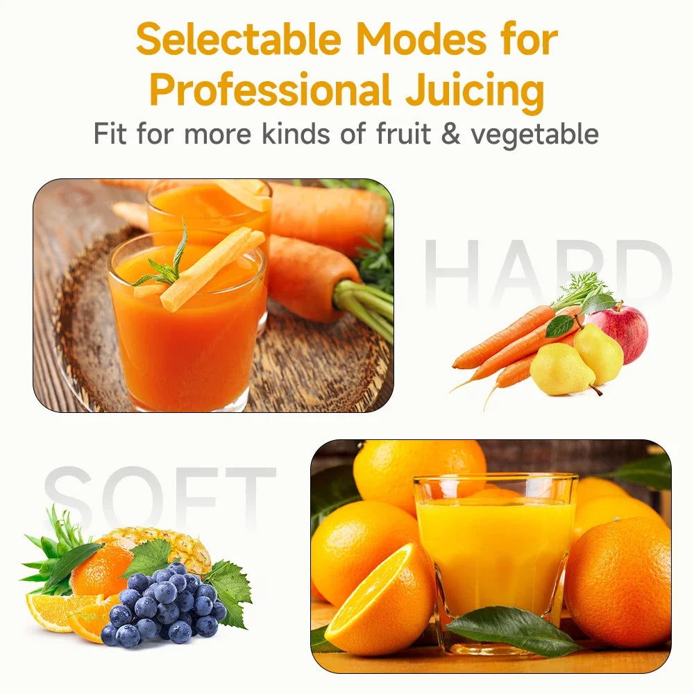 250W Cold Press Masticating Slow Juicer, Wide Chute BPA Free Reverse Anti-clog Easy Clean, Dry Pulp Low Oxidation Juice Extract