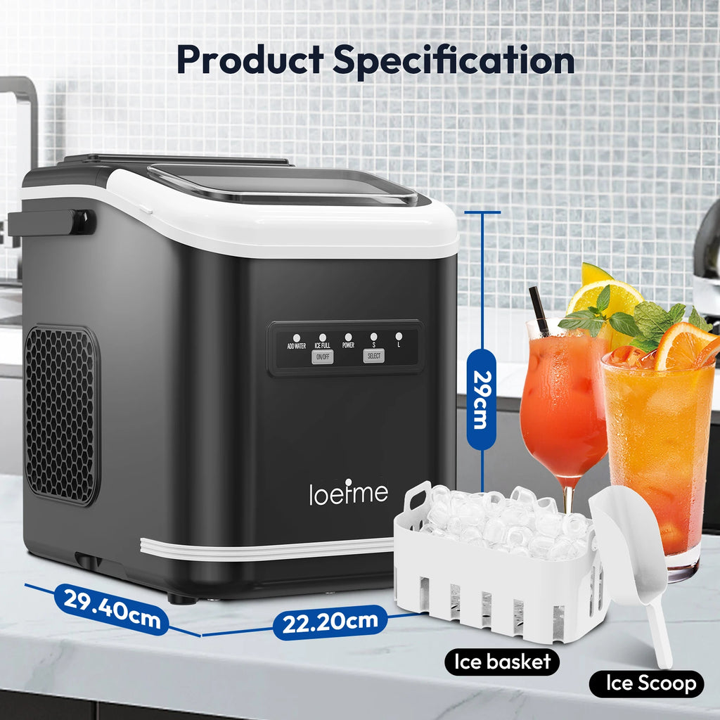 Loefme Electric Ice Maker Professional Ice Cube Maker Portable Automatic Cleaning Bullet Round Ice Block Making Machine Home Bar