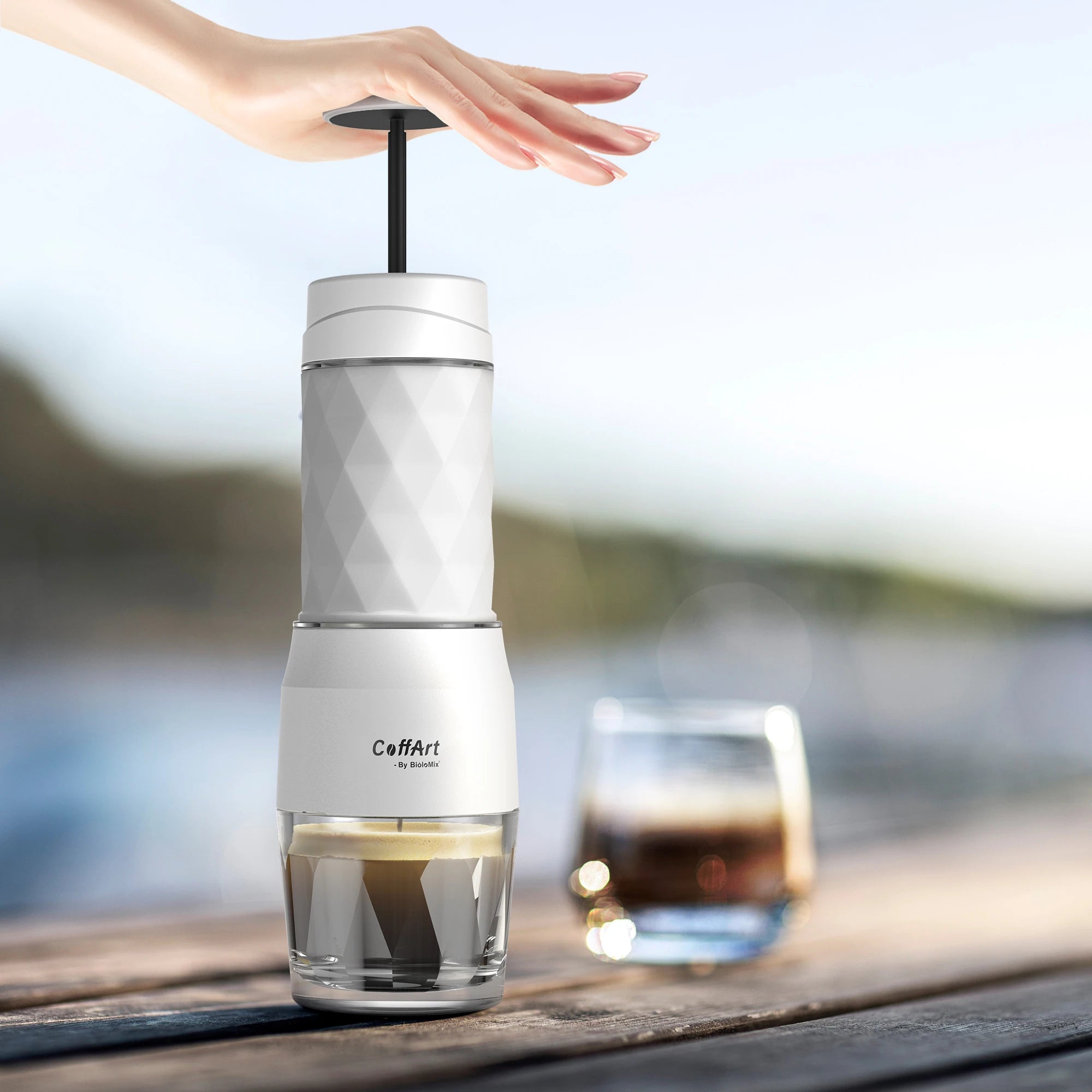 BioloMix Portable Manual Hand Espresso Maker for Travel, Camping, and Home Use, Compact and Easy-to-Clean Design