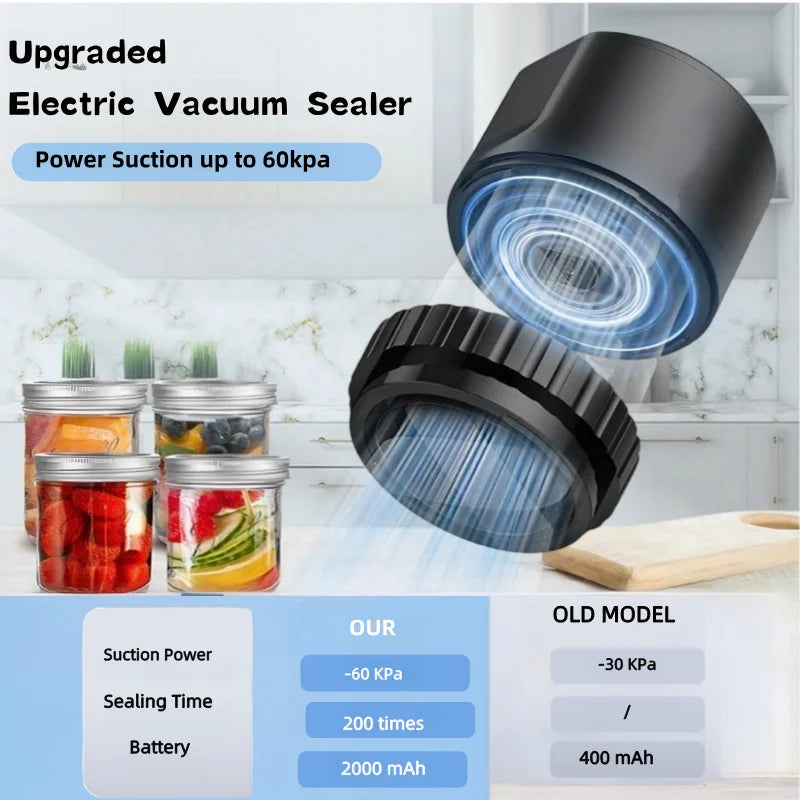 Home Cordless Mason Jar Vacuum Sealer Handheld Automatic Kitchen Food Storage Canning Tool for Glass Jars