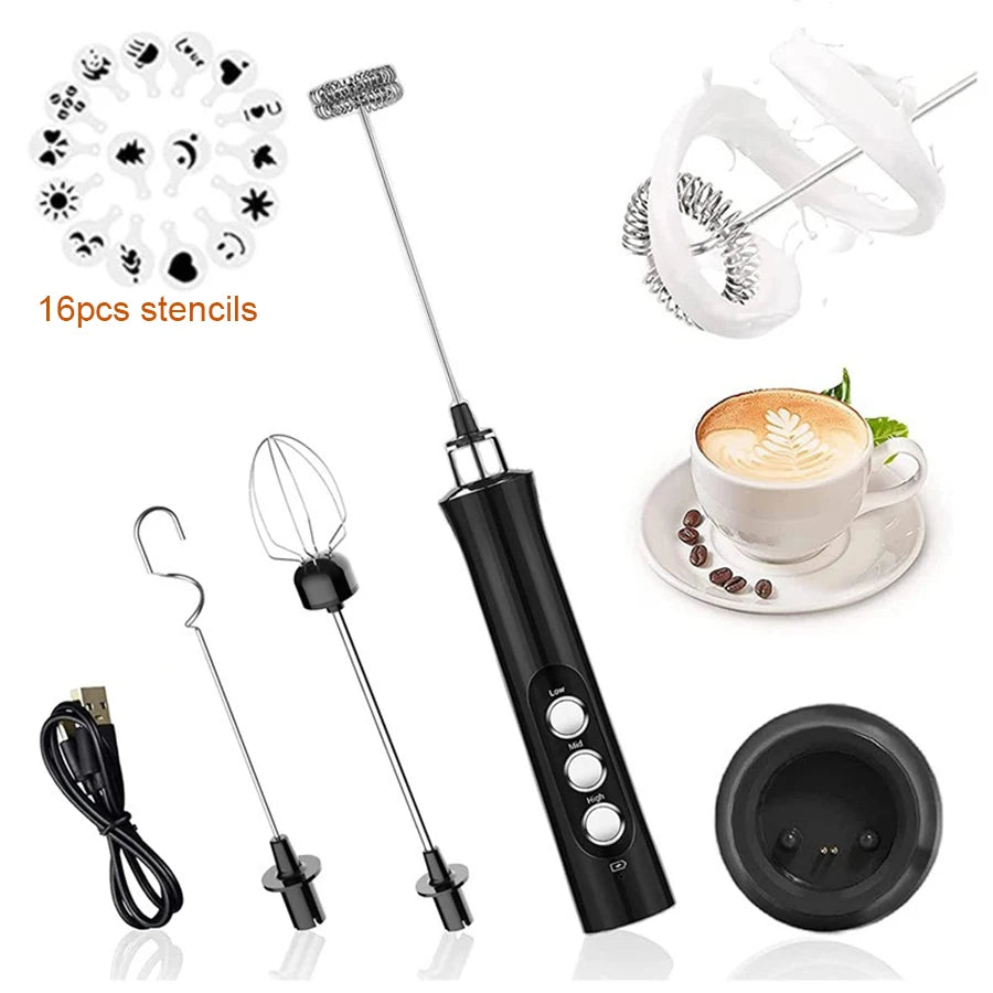Electric Milk Frother Portable Rechargeable Wireless Multifunction Hand Mixer Foam Maker Coffee Cappuccino Creamer Egg Beater