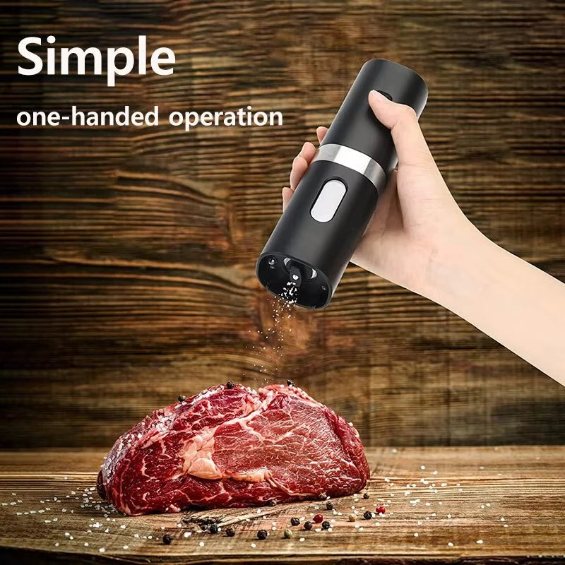 Electric Black Pepper Grinder, Automatic Adjustable Coarseness Salt and Pepper Mill Battery Operated Refillable Stainless Steel