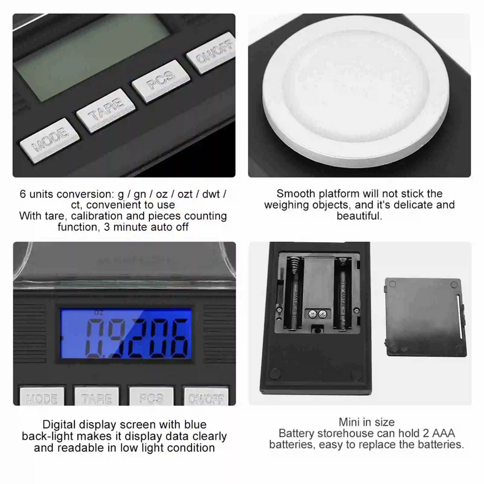 Mini Portable High Accuracy 0.001g  Jewelry Scale with LED Digital Display Jewelry Scale 0.001