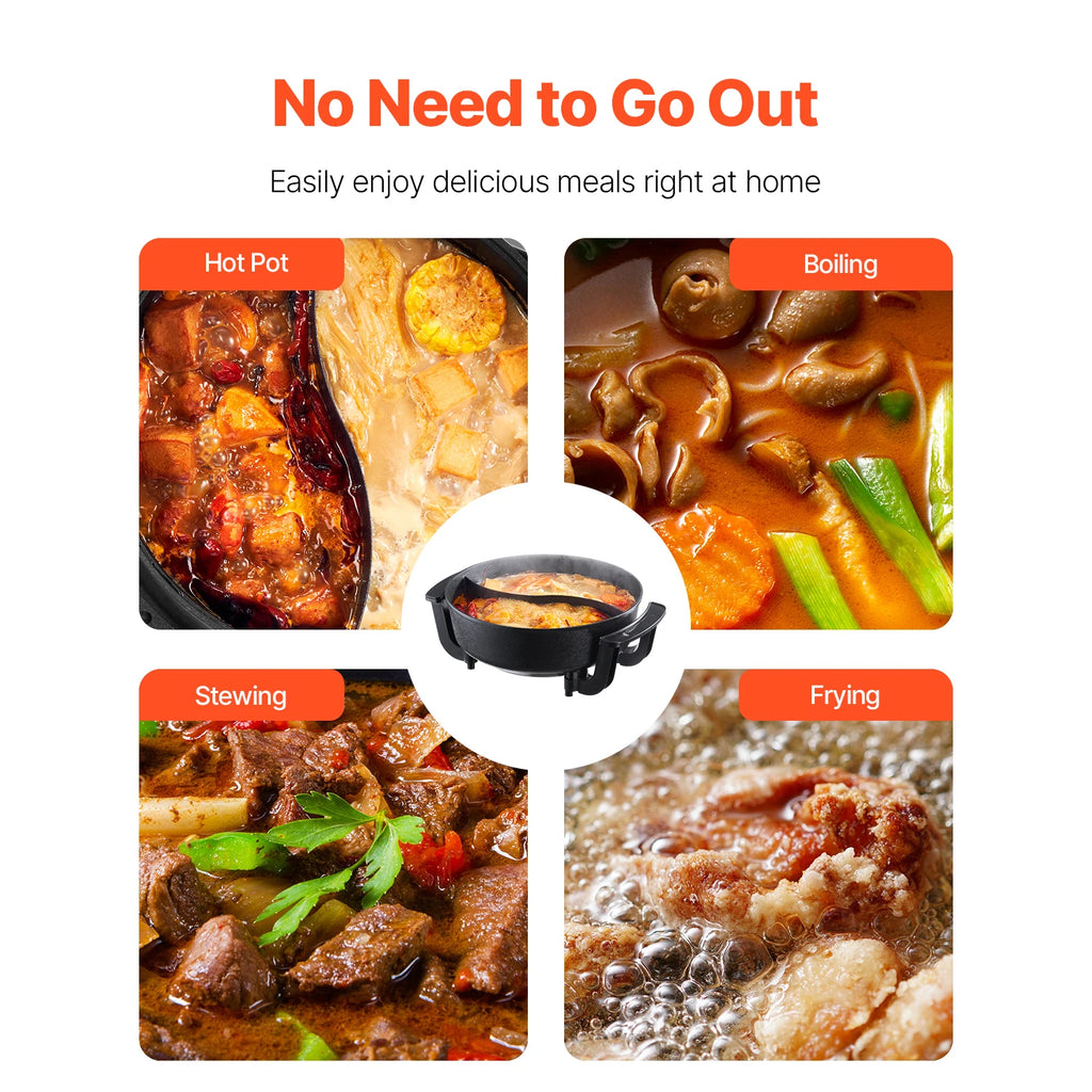 SucceBuy Electric Hot Pot 5 L Double-flavor Shabu Shabu Pot Non-Stick Electric Cooker with Divider Glass Lid for 6-10 People