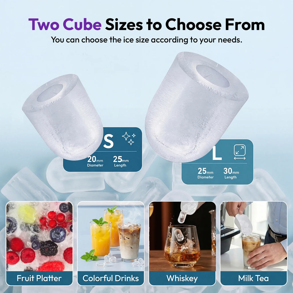 Loefme Ice Maker Cubes Machine Small Automatic Cleaning Bullet Shaped Ice Makers Fast Ice Making For Households Caffee Camping