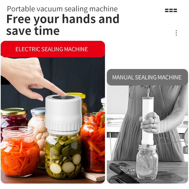Home Cordless Mason Jar Vacuum Sealer Handheld Automatic Kitchen Food Storage Canning Tool for Glass Jars