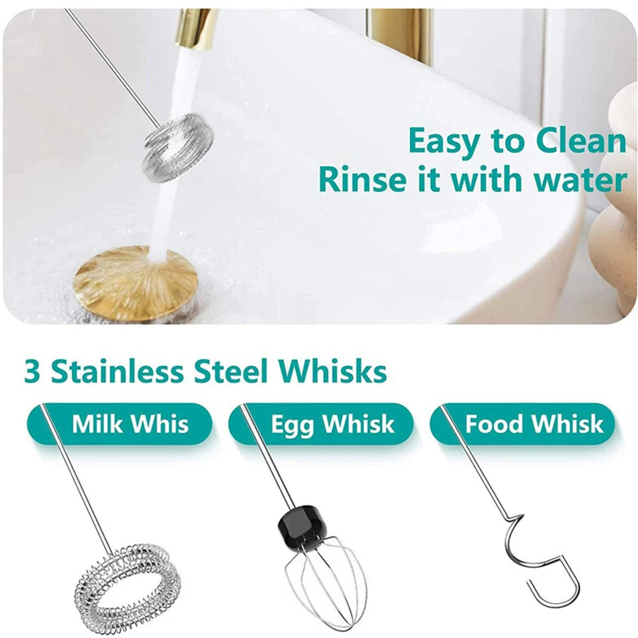 Electric Milk Frother Portable Rechargeable Wireless Multifunction Hand Mixer Foam Maker Coffee Cappuccino Creamer Egg Beater