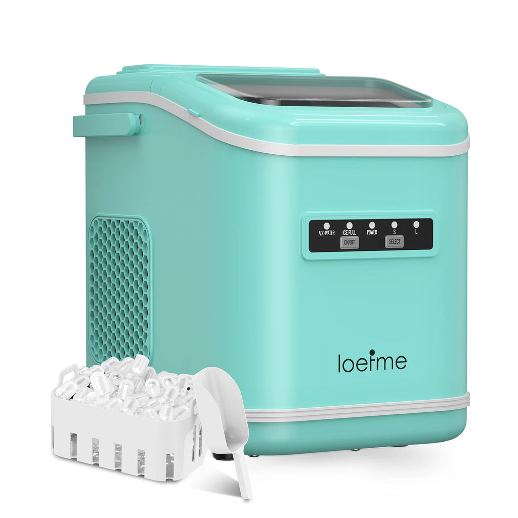 Loefme Electric Ice Maker Professional Ice Cube Maker Portable Automatic Cleaning Bullet Round Ice Block Making Machine Home Bar