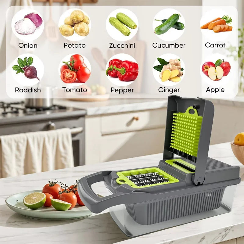 14/16 PcsSet Vegetable Chopper Onion Chopper Handle Food Grate Food Chopper Kitchen Vegetable Slicer Dicer Cut Potato Shredder