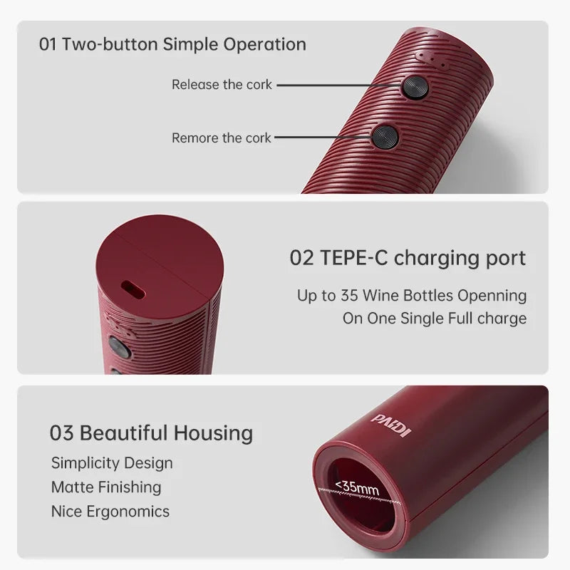 New Electric Wine Opener Portable USB Rechargeable Automatic Wine Bottle Corkscrew Cap Opener Kitchen Accessories Dropshipping