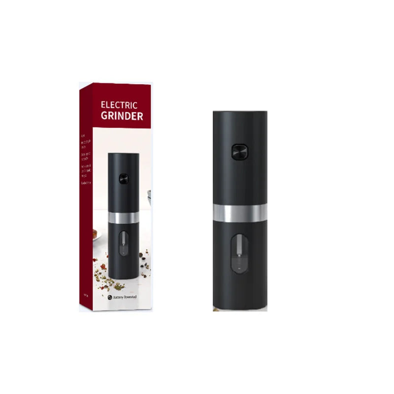 Electric Black Pepper Grinder, Automatic Adjustable Coarseness Salt and Pepper Mill Battery Operated Refillable Stainless Steel