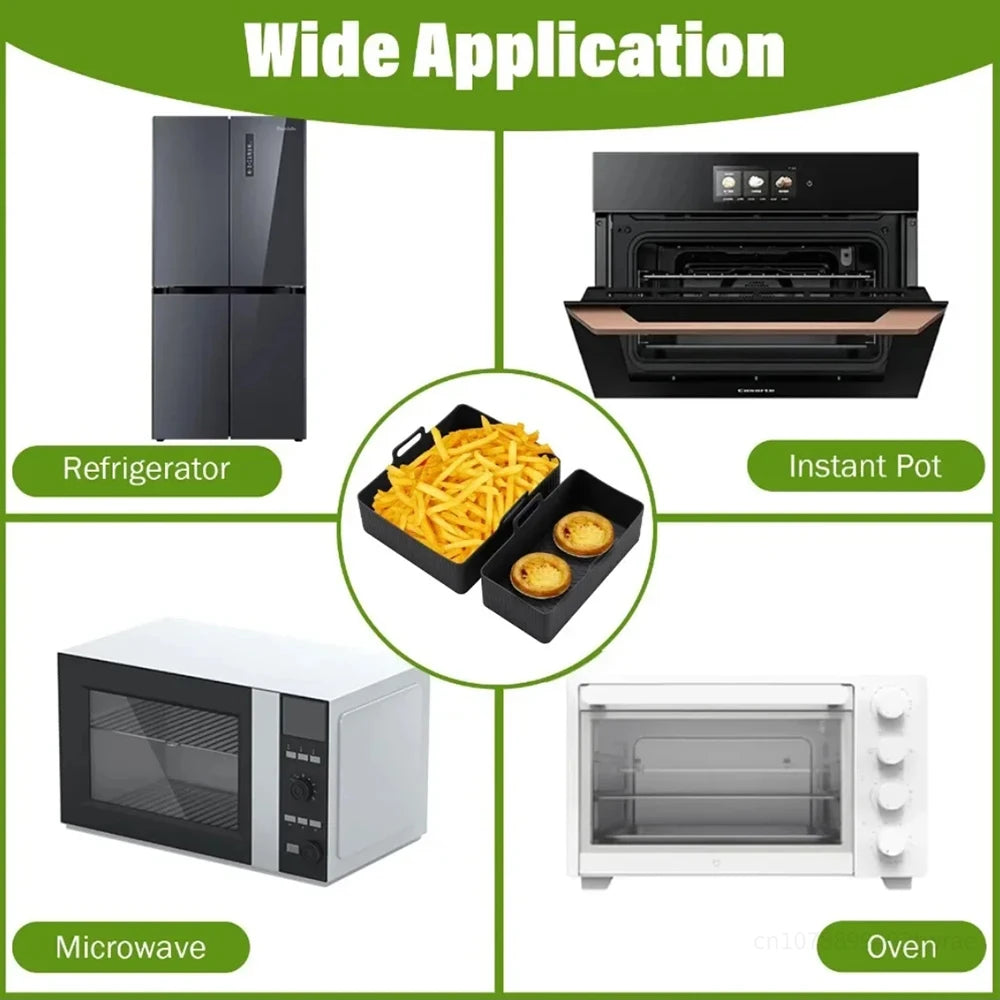 2Pcs Air Fryer Tray Silicone Mold For Tefal Ey901840 Air Fryer Liner Non-stick Reusable Baking Basket Oven Air Fryer Accessories