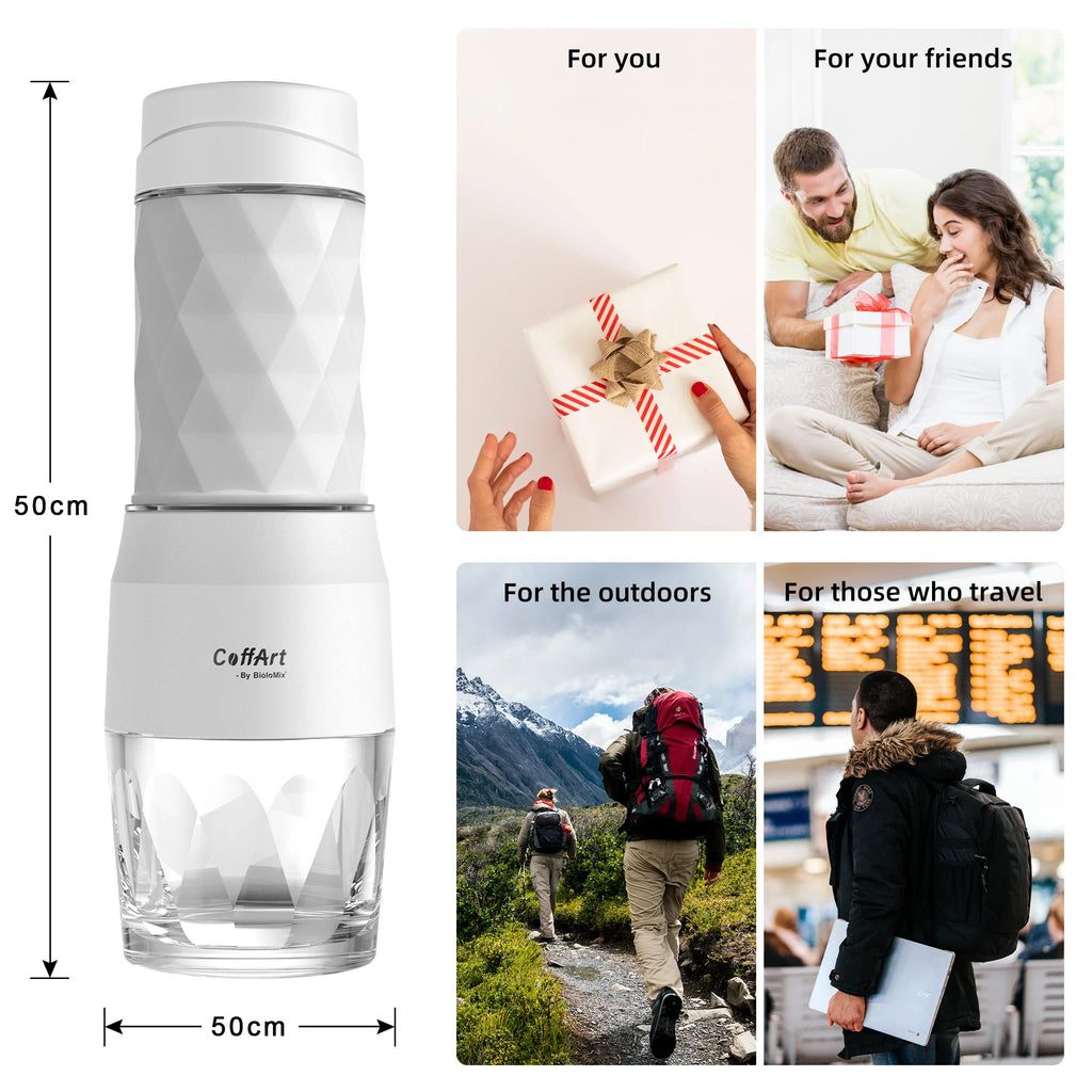 BioloMix Portable Manual Hand Espresso Maker for Travel, Camping, and Home Use, Compact and Easy-to-Clean Design