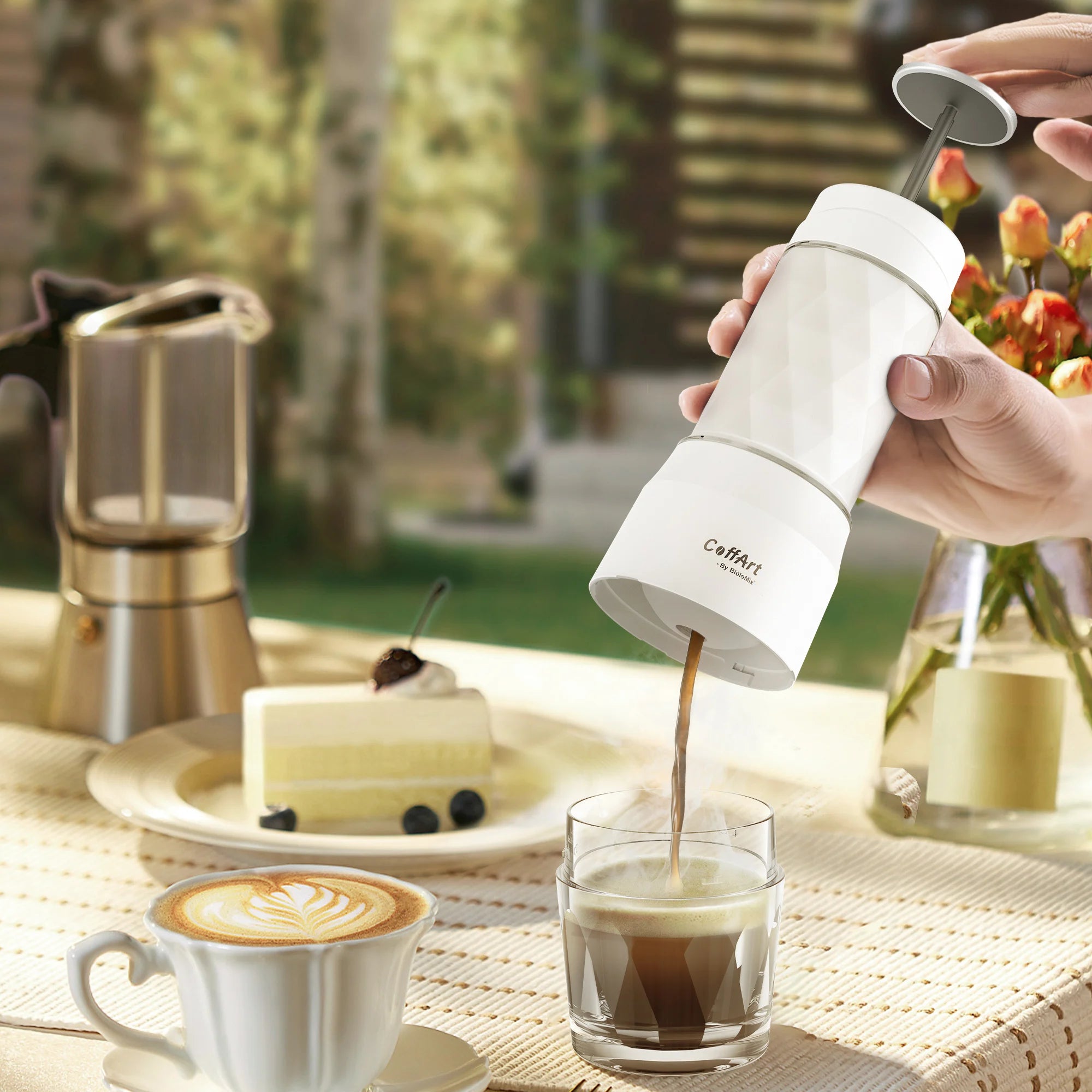BioloMix Portable Manual Hand Espresso Maker for Travel, Camping, and Home Use, Compact and Easy-to-Clean Design